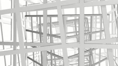 Beyaz üç boyutlu küpler birbirine göre döndürün. 3D render