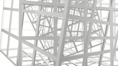 Beyaz üç boyutlu küpler birbirine göre döndürün. 3D render