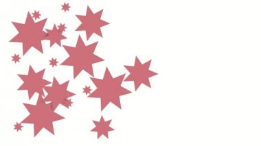 Pembe yıldız şekilli rakamlar farklı yönlere spin. 3D render