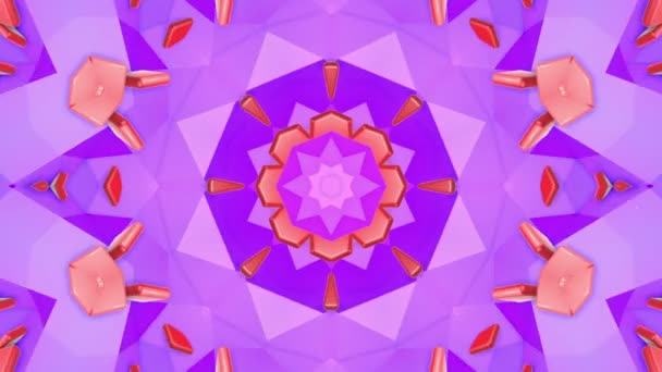 Geometric Patterns Purple Abstract Kaleidoscope Background Rendering — Stock Video