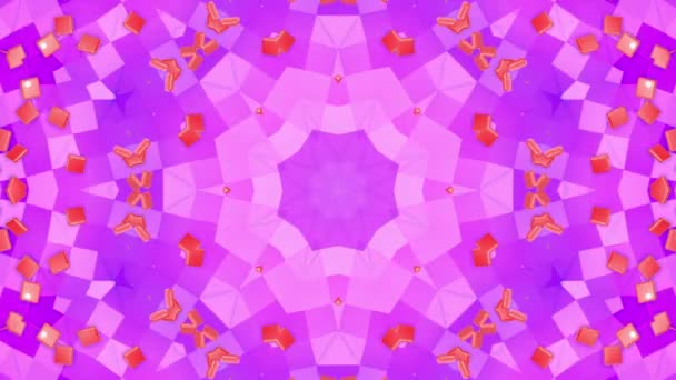 Geometric Patterns Purple Abstract Kaleidoscope Background Rendering — Stock Video