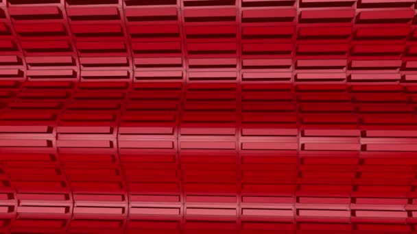 Plano Volumen Rojo Mueve Por Las Olas Fondo Renderizado — Vídeo de stock