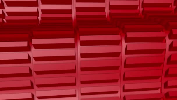 Plano Volumen Rojo Mueve Por Las Olas Fondo Renderizado — Vídeos de Stock