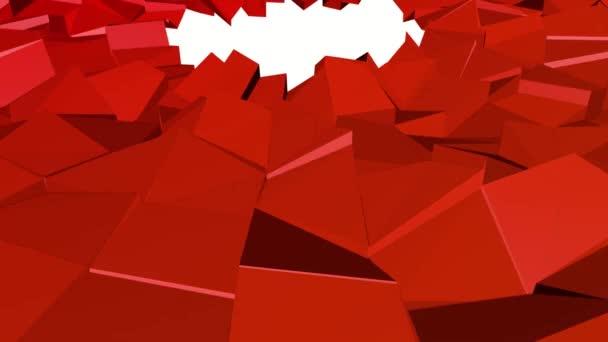 Червона Низькополігональна Структура Круглим Отвором Візуалізація — стокове відео