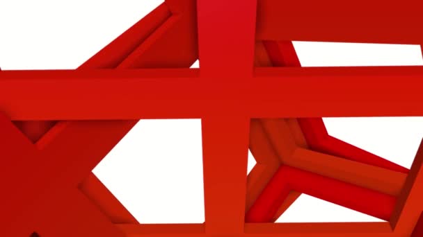 Rode Driedimensionale Blokjes Draaien Ten Opzichte Van Elkaar Rendering — Stockvideo