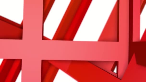 Красные Трёхмерные Кубики Вращаются Относительно Друг Друга Рендеринг — стоковое видео