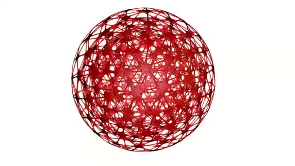 赤い網目模様三次元平面が互いに相対的な回転します レンダリング — ストック動画