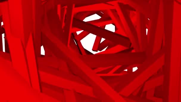 Tunnel Travi Rosse Tridimensionali Movimento Caotico Rendering — Video Stock