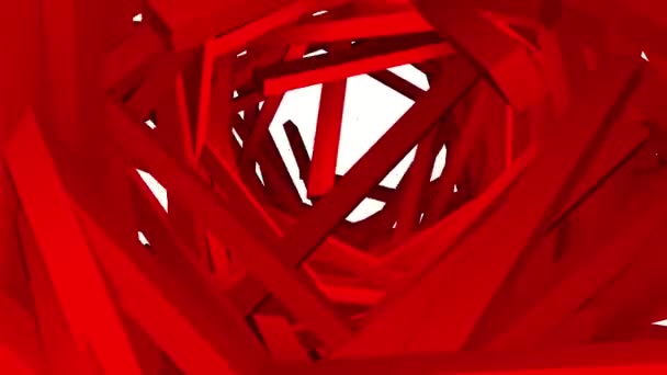 Tunnel Van Driedimensionale Rode Balken Chaotisch Verplaatsen Rendering — Stockvideo