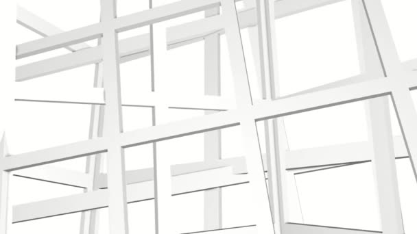 Білі Тривимірні Кубики Обертаються Одна Відносно Одної Візуалізація — стокове відео