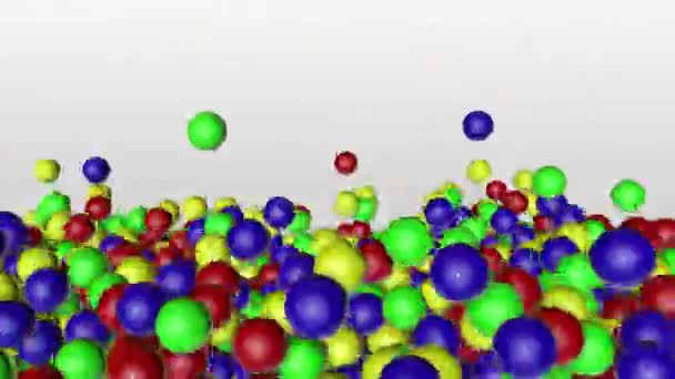 de nombreuses boules tridimensionnelles multicolores sautent sur un fond blanc. rendu 3D 