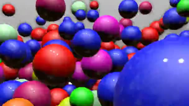 de nombreuses boules tridimensionnelles multicolores sautent sur un fond blanc. rendu 3D 