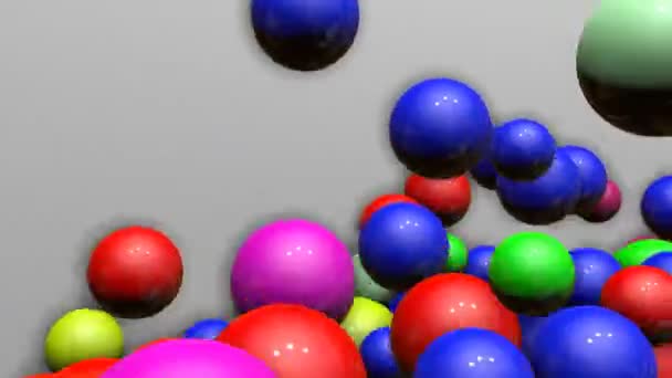 Nombreuses Boules Tridimensionnelles Multicolores Sautent Sur Fond Blanc Rendu — Video