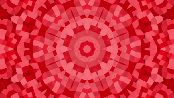 Red Kaleidoscope Background Slowly Moving Star Shaped Screensaver Rendering — Stock Video