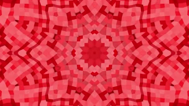 Red Kaleidoscope Background Slowly Moving Star Shaped Screensaver Rendering — Stock Video