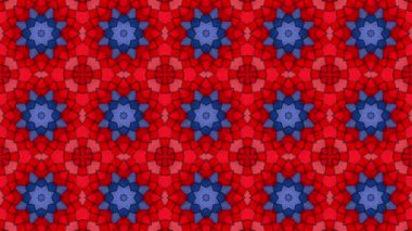kırmızı mavi kaleydoskop arka plan. yavaş yavaş hareketli ekran koruyucu yıldız şeklinde. 3D render