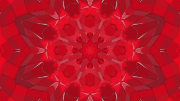 Roter Kaleidoskop Hintergrund Langsam Bewegender Sternförmiger Bildschirmschoner Darstellung — Stockvideo