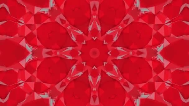 Piros Kaleidoszkóp Háttér Lassan Halad Csillag Alakú Képernyővédő Leképezés — Stock videók