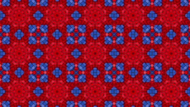 Red Blue Kaleidoscope Background Slowly Moving Star Shaped Screensaver Rendering — Stock Video