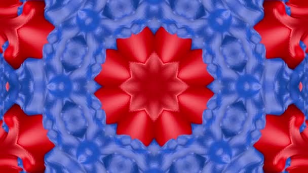 Piros Kék Kaleidoszkóp Háttér Lassan Halad Csillag Alakú Képernyővédő Leképezés — Stock videók