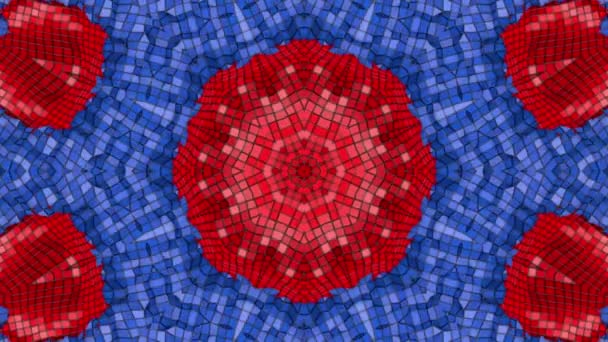 Red Blue Kaleidoscope Background Slowly Moving Star Shaped Screensaver Rendering — Stock Video