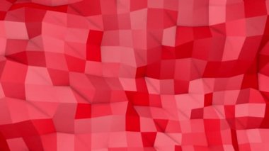 Kırmızı deforme düşük poli dalga yüzey. 3D render