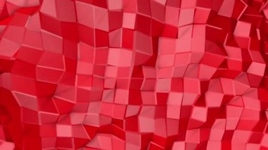 Kırmızı deforme düşük poli dalga yüzey. 3D render