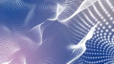 Beyaz parçacıklar ışık mavi bir arka plan üzerinde yavaş yavaş uçar. Soyut alanı. 3D render.