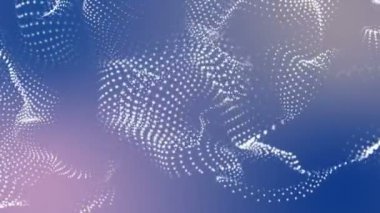 Beyaz parçacıklar ışık mavi bir arka plan üzerinde yavaş yavaş uçar. Soyut alanı. 3D render.