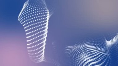 Beyaz parçacıklar ışık mavi bir arka plan üzerinde yavaş yavaş uçar. Soyut alanı. 3D render.