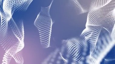 Beyaz parçacıklar ışık mavi bir arka plan üzerinde yavaş yavaş uçar. Soyut alanı. 3D render.