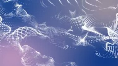 Beyaz parçacıklar ışık mavi bir arka plan üzerinde yavaş yavaş uçar. Soyut alanı. 3D render.