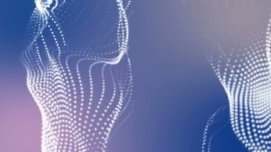 Beyaz parçacıklar ışık mavi bir arka plan üzerinde yavaş yavaş uçar. Soyut alanı. 3D render.