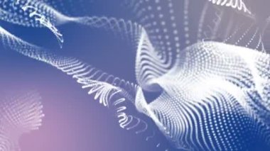 Beyaz parçacıklar ışık mavi bir arka plan üzerinde yavaş yavaş uçar. Soyut alanı. 3D render.