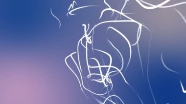 Beyaz üç boyutlu yuvarlak parçacıkları yavaş yavaş açık mavi arka planı üzerinde uçmak. 3D render. alan bulanıklık derinliği