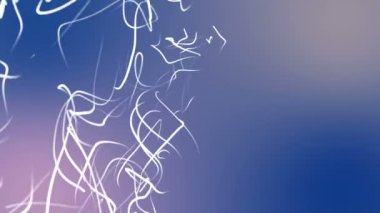 Beyaz üç boyutlu yuvarlak parçacıkları yavaş yavaş açık mavi arka planı üzerinde uçmak. 3D render. alan bulanıklık derinliği