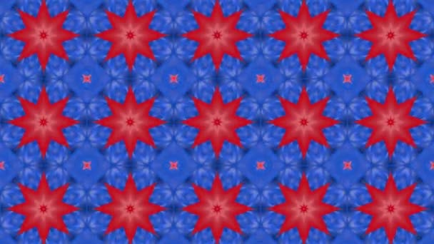 Fondo Caleidoscopio Azul Rojo Protector Pantalla Forma Estrella Movimiento Lento — Vídeos de Stock