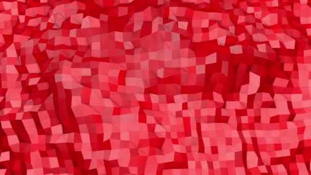 Red Deformable Low Poly Wave Surface Rendering — Stock Video