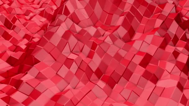 Rote Deformierbare Low Poly Wave Oberfläche Darstellung — Stockvideo
