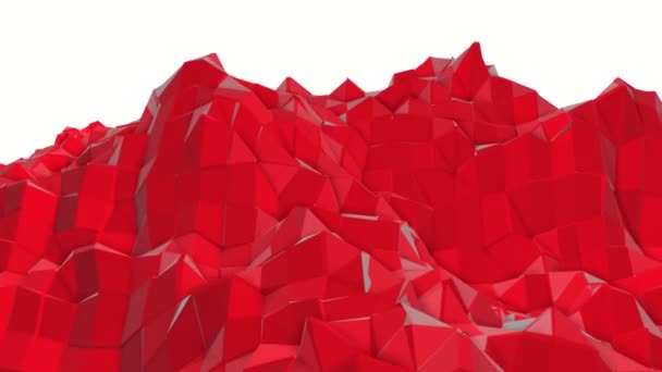 Red Deformable Low Poly Wave Surface Rendering — Stock Video