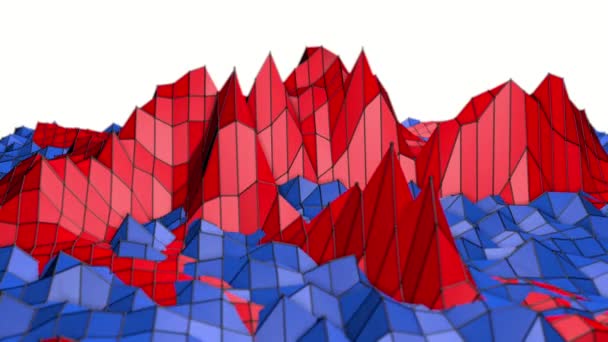 Rouge Bleu Déformé Faible Surface Onde Poly Rendu — Video