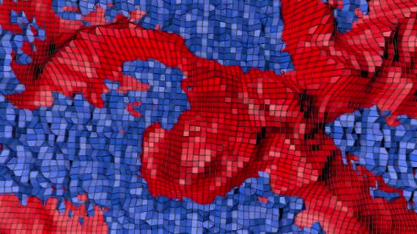 Κόκκινο Μπλε Παραμορφωμένο Πολυ Χαμηλό Κύμα Επιφάνεια Rendering — Αρχείο Βίντεο