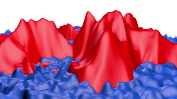 Rouge Bleu Déformé Faible Surface Onde Poly Rendu — Video