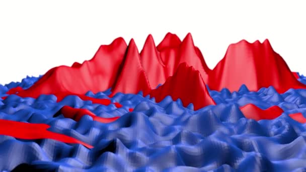 Red Blue Deformed Wave Surface Rendering — Stock Video