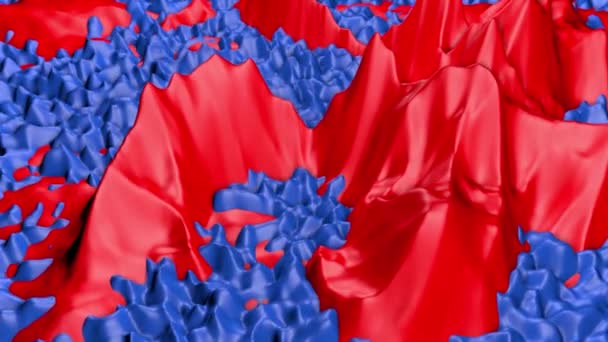 Kırmızı Mavi Dalga Yüzey Deforme Render — Stok video