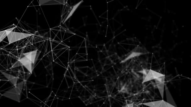Beyaz Bağlantı Parçacıklar Yavaş Yavaş Siyah Bir Arka Plan Üzerinde — Stok video