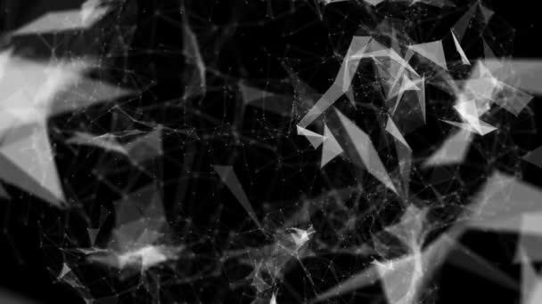 White Connecting Particles Move Slowly Black Background Abstract Background Rendering — Stock Video