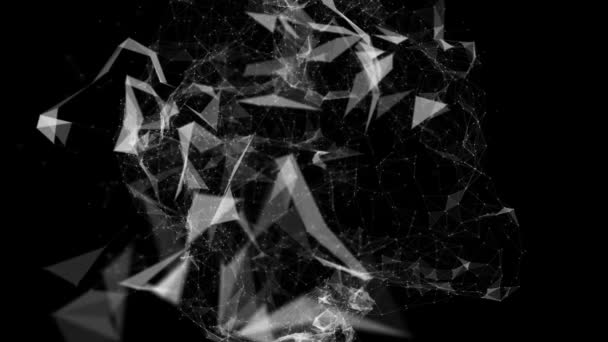 Λευκά Συνδέοντας Σωματίδια Κινούνται Αργά Μαύρο Φόντο Αφηρημένα Φόντο Rendering — Αρχείο Βίντεο