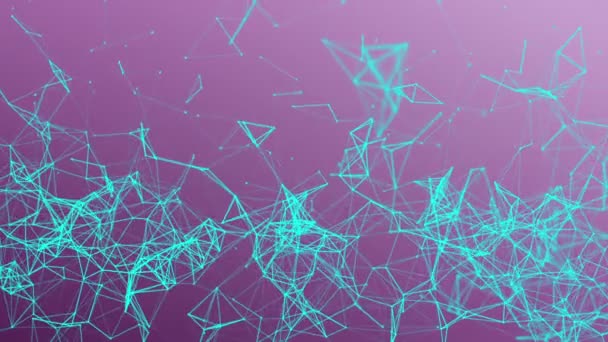 Бирюзовые Частицы Медленно Движутся Фиолетовом Фоне Абстрактный Фон Рендеринг Глубины — стоковое видео