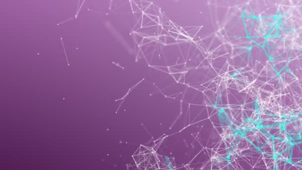 Бірюзові Частинки Повільно Рухаються Фіолетовому Тлі Абстрактний Фон Тривимірна Глибина — стокове відео